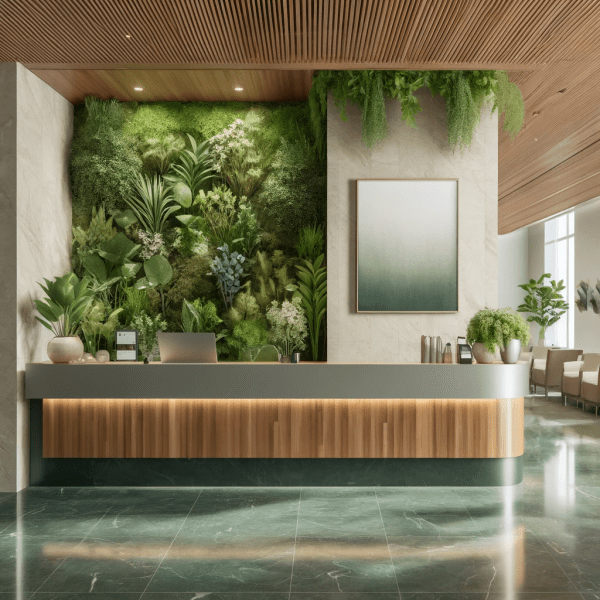 Biophilic Medical Clinic, reception ideas for medical clinic
